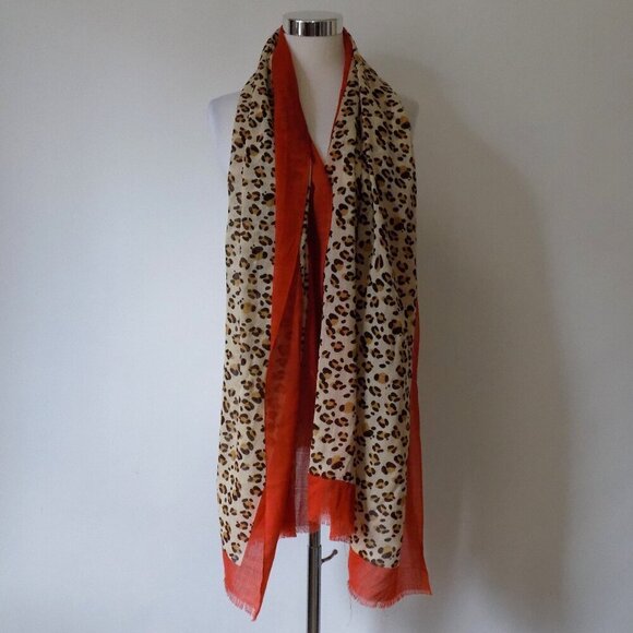 Spartina 449 100% Wool Scarf Lightweight Orange Brown Tan - Picture 1 of 6
